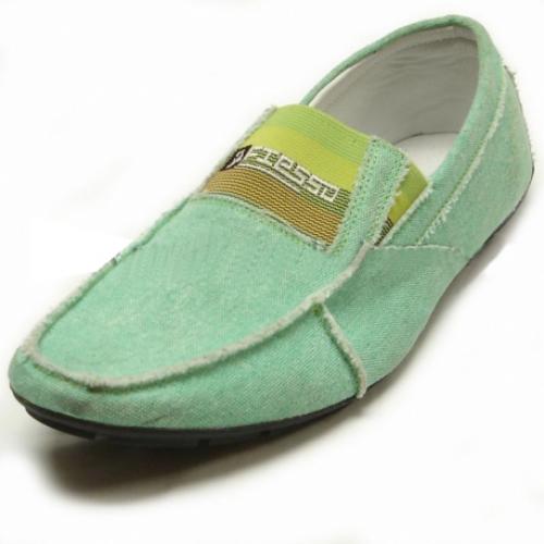 Fiesso Green Fabric Casual Loafer Shoes FI2115